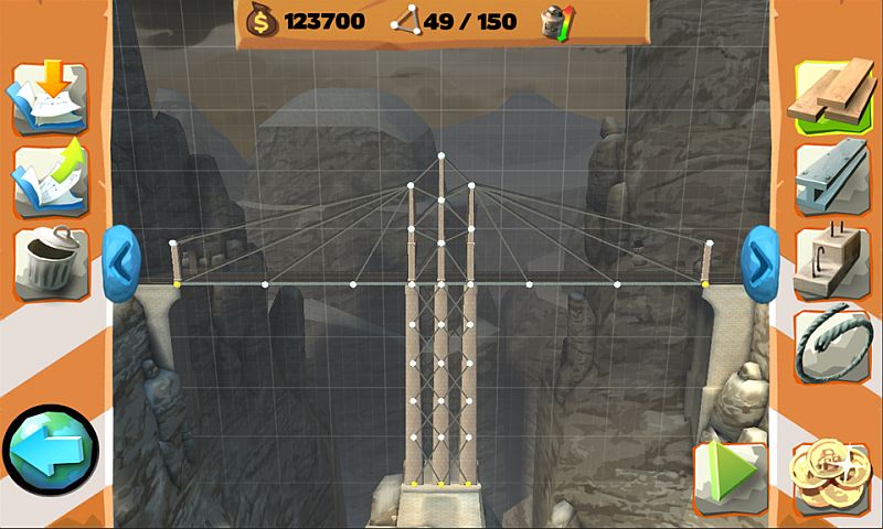 A bridge under construction in the editing view