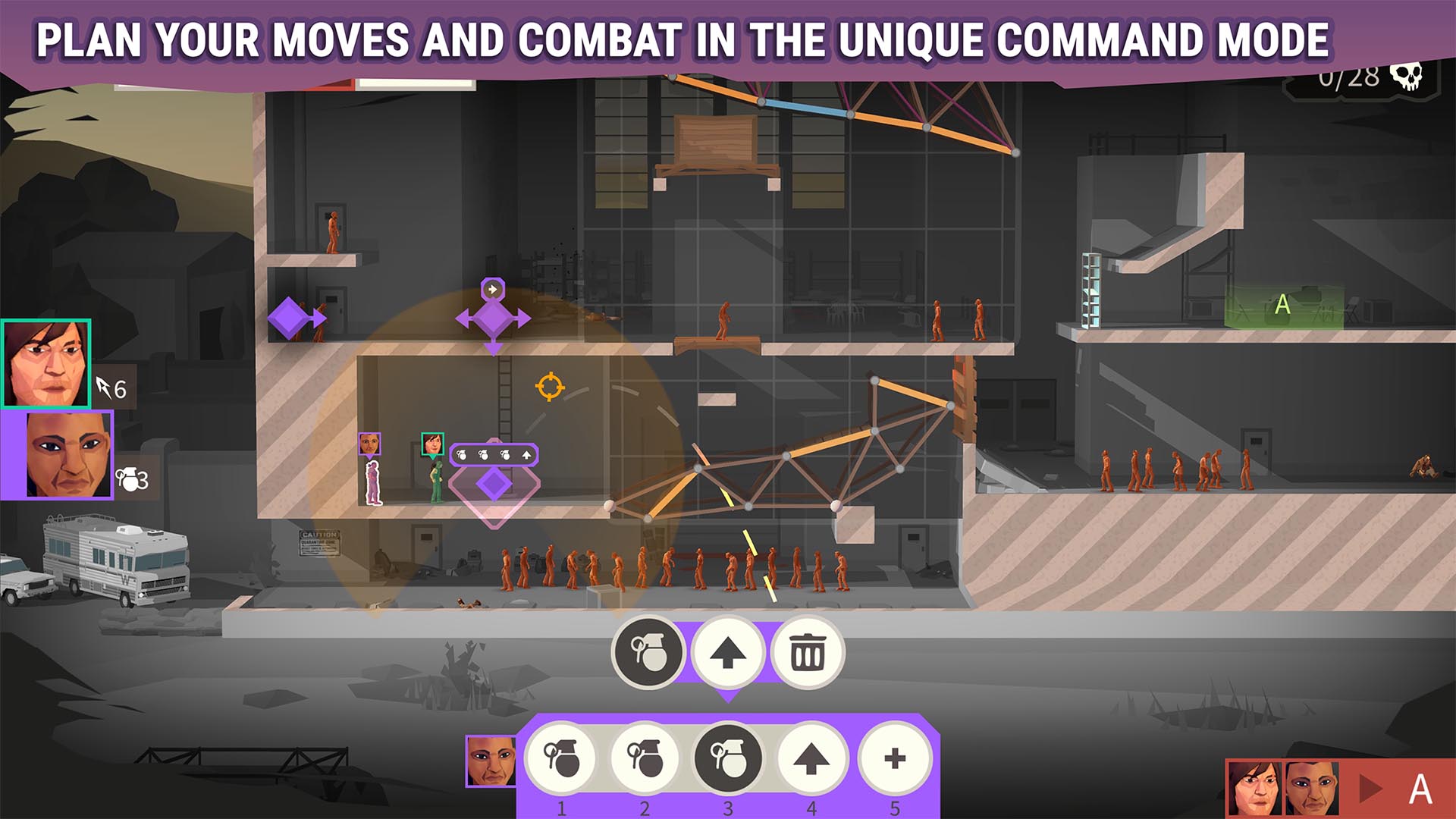 Survivor instructions in the command view